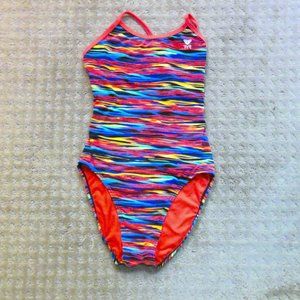 Multicolor TYR one piece tie back swimsuit size 30